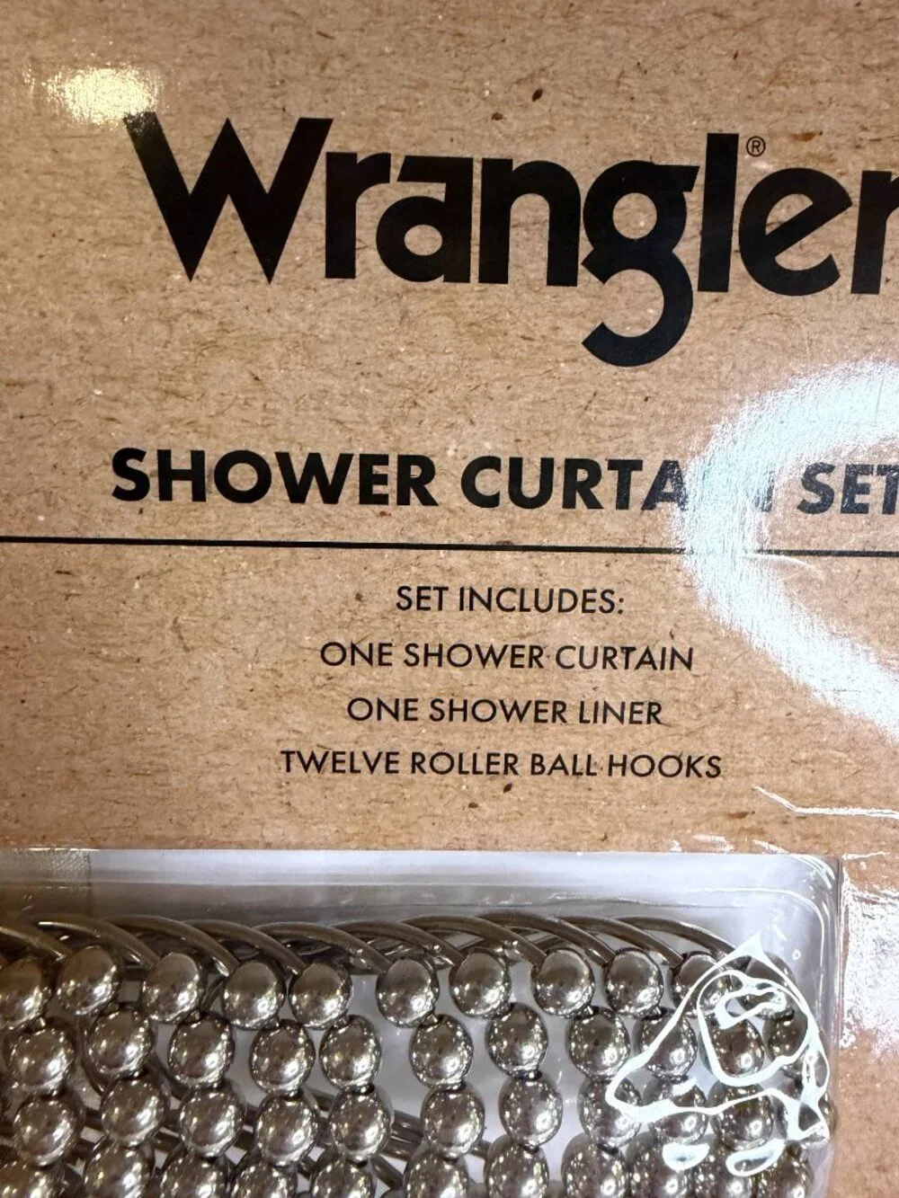 Wrangler Western Horseshoe Shower Curtain Liner Hooks 14 Piece Set 72x72 NWT